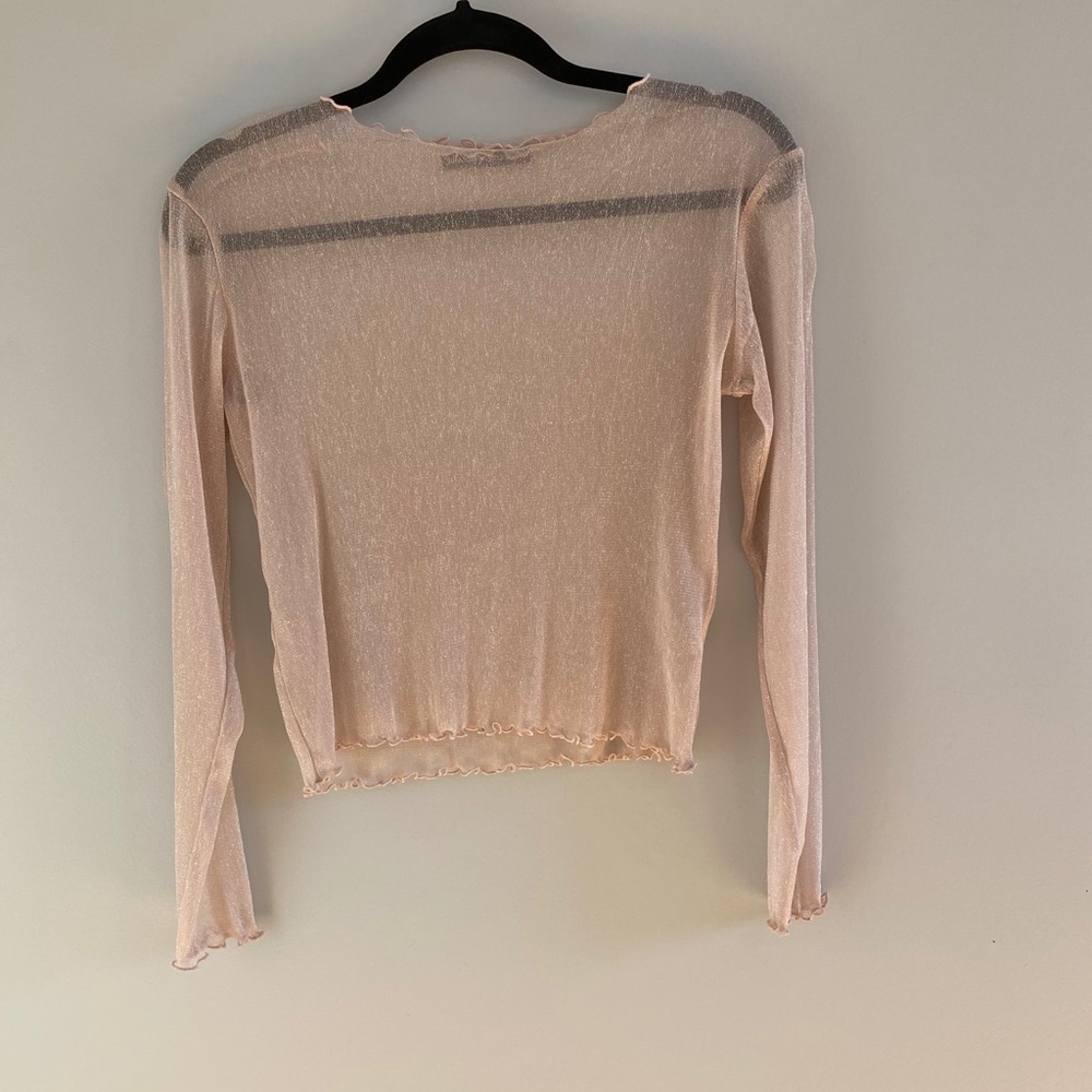Brandy Melville Long Sleeve Baby Pink Sparkle Top